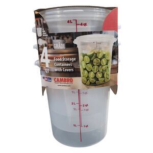 Cambro Round Translucent Food Container with Lid, 4 qt., 3 pk.